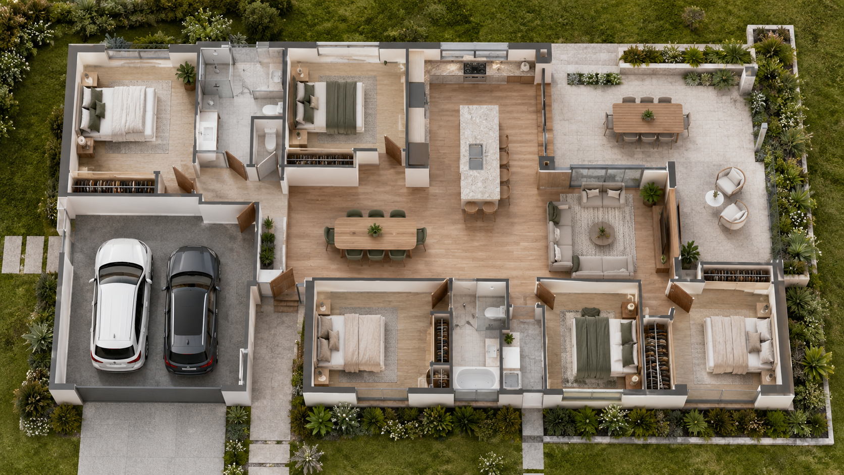 Furnished 3D marketing floor plan for an Australian home