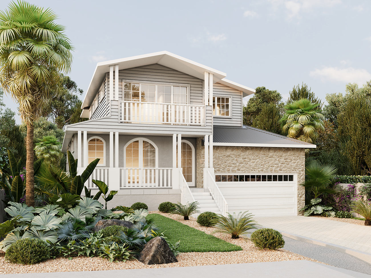 Contemporary Beacon Hill residence 3D Render in NSW with clean facade, landscaped garden and modern design elements