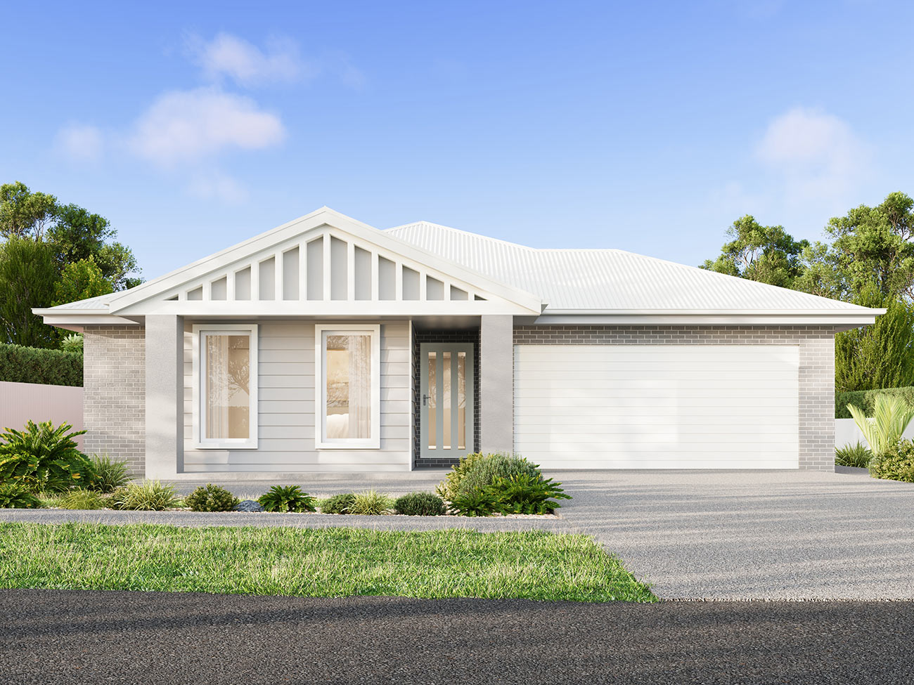 Contemporary family home 3D Render in Thurgoona NSW with garage, neutral tones and landscaped front yard
