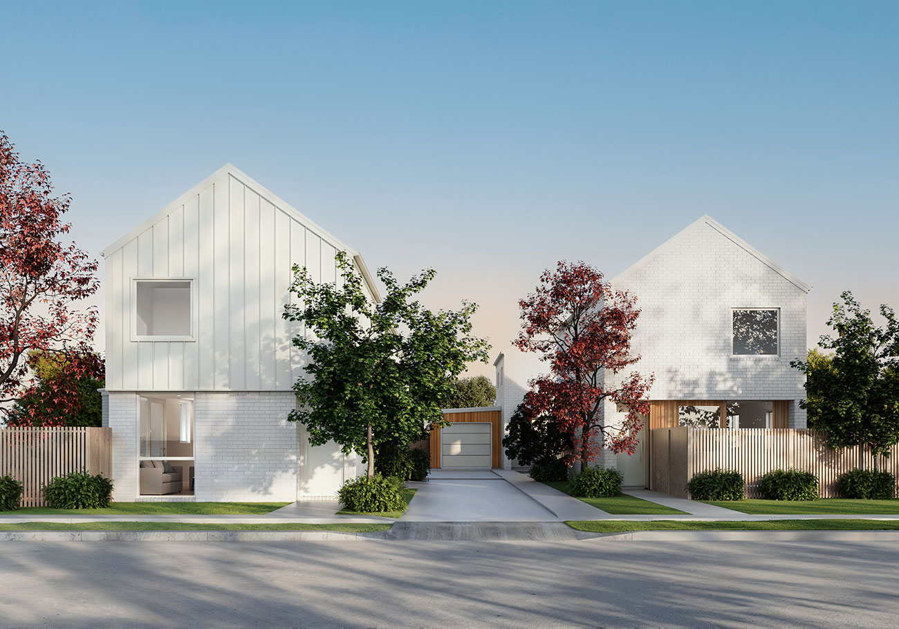 Residential housing development 3D rendering in Lincoln NSW with modern homes and landscaping