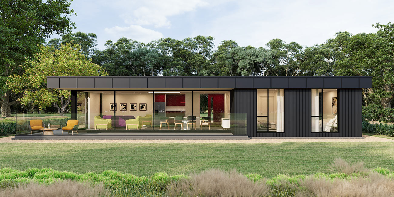 Modern architectural home 3D Rendering in Byron Bay NSW with minimalist design, timber cladding and native landscaping