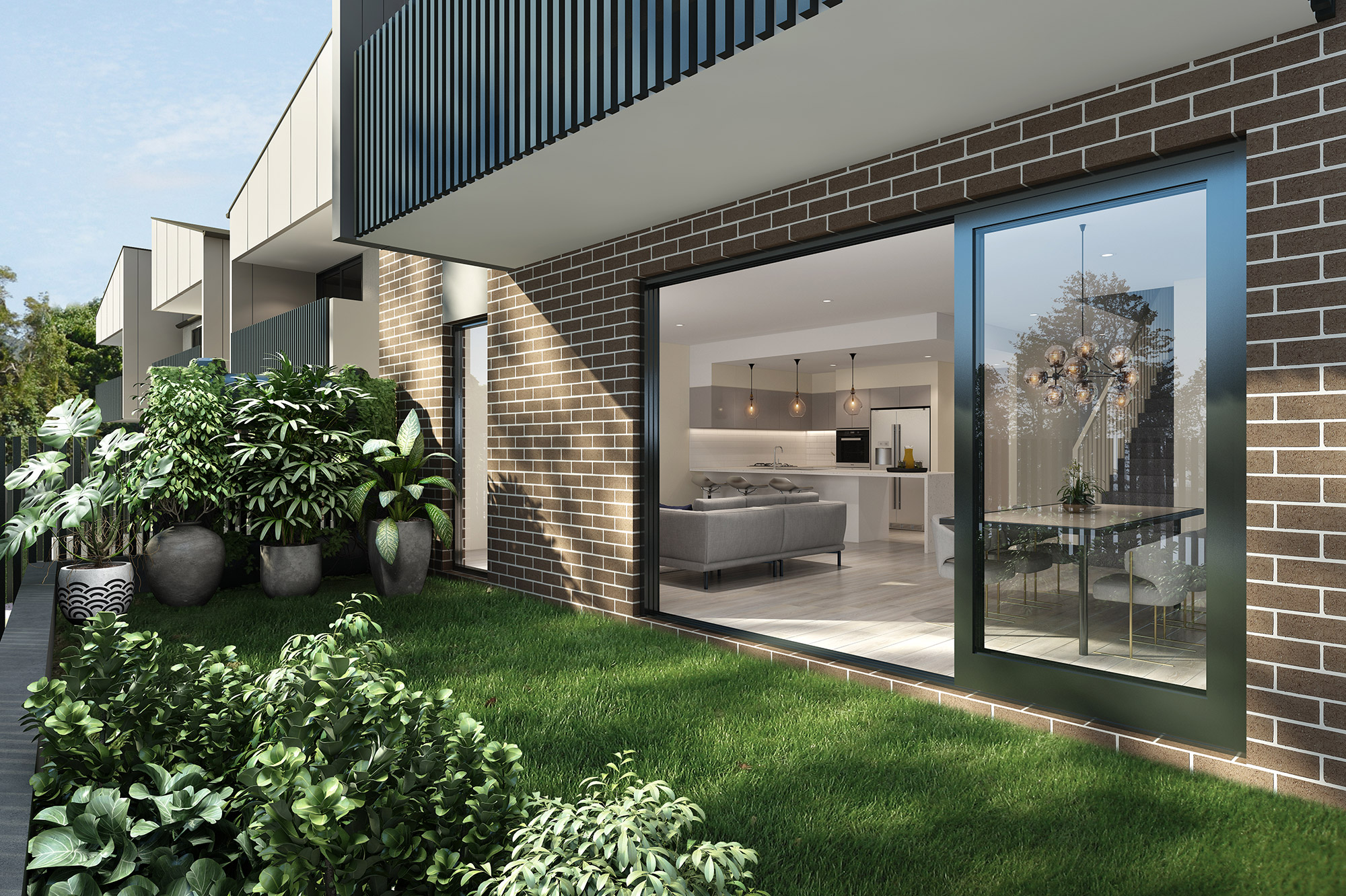 Dual storey home with backyard deck in Truganina 3D Rendering featuring outdoor entertaining area